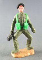 Timpo - WW2 - British (Armoured Black Beret) - 1st series - Both arms down (bren gun) both legs bent apart