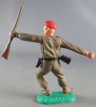 Timpo - WW2 - Soldats Kaki Béret Rouge - Grenade & fusil les 2 jambes penchées vers la gauche