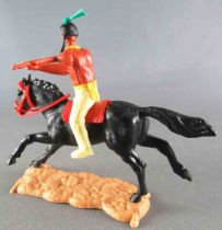 Timpo Indians 2nd series (moulded weapon) Mounted firing rifle yellow legs Black Galloping (long) Horse