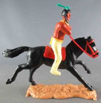 Timpo Indians 2nd series (moulded weapon) Mounted firing rifle yellow legs Black Galloping (long) Horse