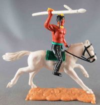 Timpo Indians 2nd series (moulded weapon) Mounted with Spear Black legs White Galloping (long) Horse