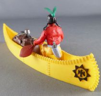 Timpo Indians 3rd series (1 piece head - knife belt) Canoe (Cargo yellow) fig. paddle on left red shirt yellow pants