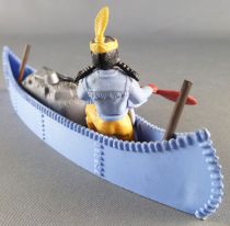 Timpo Indians 4th series (1 piece head - headband 1 feather) Canoe (Cargo Blue) fig. paddle on right blue shirt yellow pants yel