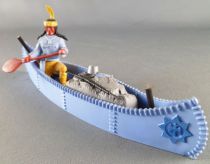 Timpo Indians 4th series (1 piece head - headband 1 feather) Canoe (Cargo Blue) fig. paddle on right blue shirt yellow pants yel