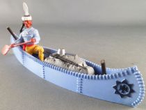 Timpo Indians 4th series (1 piece head - headband 1 feather) Canoe (Cargo Blue) fig. paddle on right blue shirt yellow pants whi