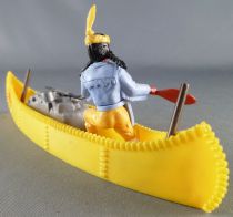 Timpo Indians 4th series (1 piece head - headband 1 feather) Canoe (Cargo Yelow) fig. paddle on right blue shirt yellow pants ye