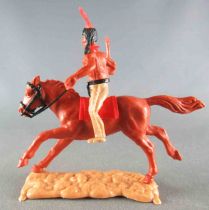Timpo Indiens 2ème série (arme fixe) Cavalier tomahawk sur le coté jambes ocres Cheval Marron Galop Long