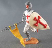 Timpo Middle-Age Crusader 1st serie footed both arms down (spear & yellow pennant) runing
