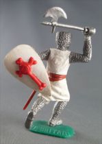 Timpo Middle-Age Crusader 1st serie footed with one arm above head (axe) runing