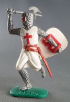 Timpo Middle-Age Crusader 1st serie footed with one arm above head (axe) runing