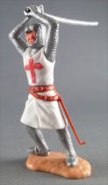 Timpo Middle-Age Crusader 2nd serie footed  with both arms above head leaning to the right legs