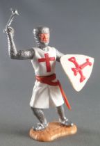 Timpo Middle-Age Crusader 2nd serie footed attacking right arm raised (mace) leaning to the right legs