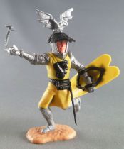 Timpo Middle-Age Great Helm Knight footed yellow & black (mace, black visor) running legs