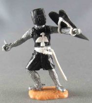 Timpo Middle-Age Medieval Knights Footed Black (Sword) advancing legs