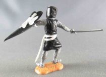 Timpo Middle-Age Medieval Knights Footed Black (Sword) advancing legs