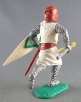 Timpo Middle-Age Medieval Knights footed white and brown helmet both arms down (standart) running legs