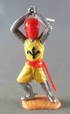 Timpo Moyen-Age Chevaliers Mdievaux Piton Jaune Casque Rouge pe  2 mains jambes avanantes