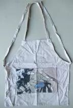 Tintin -  Herge Excl TL 1991 - Child\'s apron Printed Fabric 51x51cm King Ottokar\'s Sceptre Motorcycle & Snowy