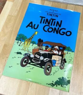 Tintin  - Poster Plastifi� de la couverture de Tintin Au Kongo