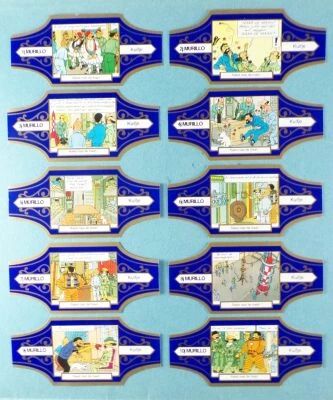 Tintin - Bague � (de) Cigare Murillo - Objectif Lune S�rie j Compl�te 10 Pi�ces (Bleu Fonc�/Or)
