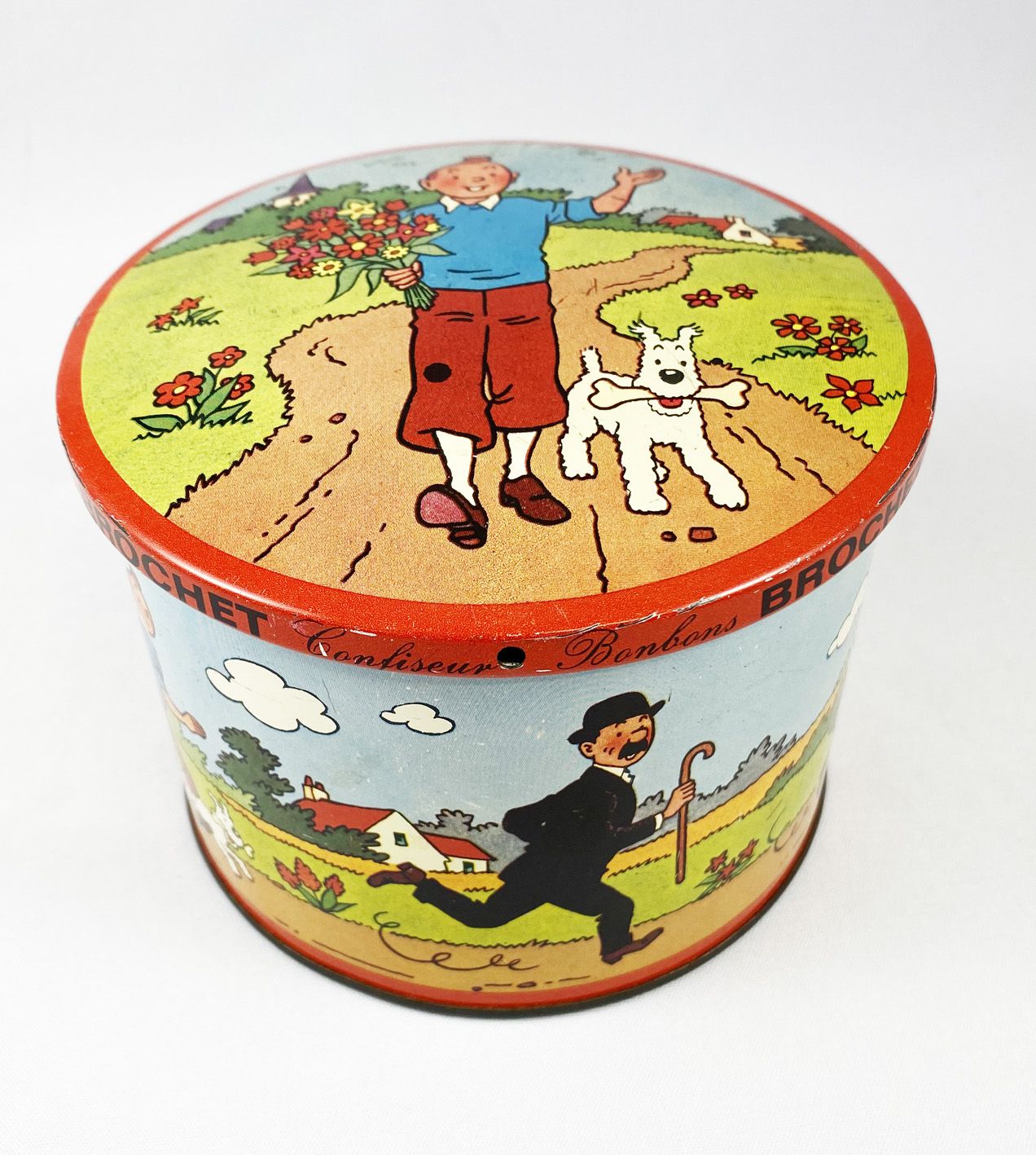 Tintin - Boite à bonbons en métal La campagne - Brochet 1965