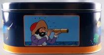 Tintin - Boite &agrave; G&acirc;teaux Carr&eacute;e Coins Ronds Delacre - Le Secret de la Licorne - Haddock avec Sabre