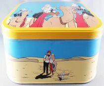 Tintin - Boite &agrave; G&acirc;teaux Carr&eacute;e Coins Ronds Delacre - Tintin et le Crabe aux Pinces d\'Or - A Dromadaire