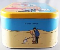 Tintin - Boite &agrave; G&acirc;teaux Carr&eacute;e Coins Ronds Delacre - Tintin et le Crabe aux Pinces d\'Or - A Dromadaire