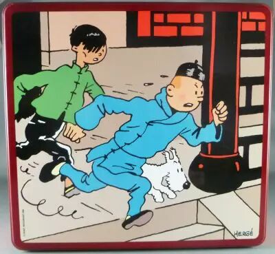 Tintin - Boite � g�teaux carr�e Delacre - Le Lotus Bleu Tintin & Chang