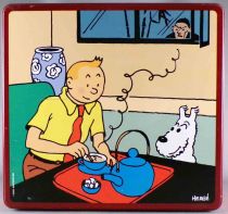 Tintin - Boite à Gâteaux Carrée Delacre - Tintin boit du Thé Le Lotus bleu
