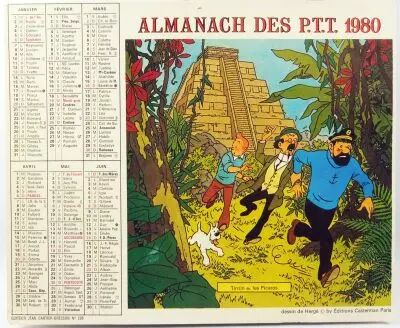 Tintin - Casterman - Postal Calendar Almanach 1980