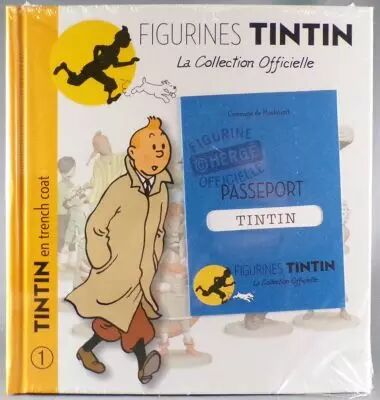 Tintin - Collection Officielle des Figurines Moulinsart - Livret Fascicule + Passeport Bleu N�001 Tintin en trench-coat