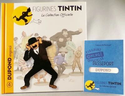Tintin - Collection Officielle des Figurines Moulinsart - Livret Fascicule + Passeport Bleu N�004 Dupond engonc�