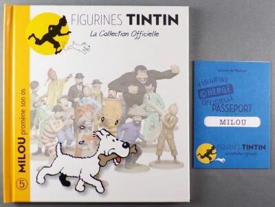 Tintin - Collection Officielle des Figurines Moulinsart - Livret Fascicule + Passeport Bleu N�005 Milou Prom�ne son os