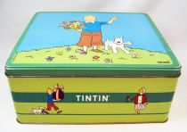 Tintin - Delacre Tin Cookie Box (Square) - Tintin and Snowy in Spring #1