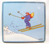 Tintin - Delacre Tin Cookie Box (Square) - Tintin and Winter Sports