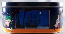 Tintin - Delacre Tin Cookie Box (Square Rond Corners) - The Secret of the Unicorn - Haddock with Saber