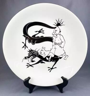 Tintin - Grand Plat Creux C�ramique avec Pr�sentoir - Tintin et Lotus Blue (Axis)