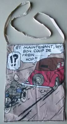 Tintin - Herge Excl TL 1991 - Sac Bandouli�re Tissus imprim� 41x33cm Sceptre d\'Ottokar La Poursuite en Moto