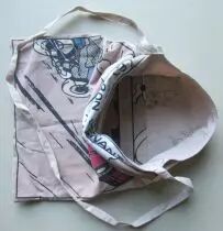 Tintin - Herge Excl TL 1991 - Sac Bandoulière Tissus imprimé 41x33cm Sceptre d\'Ottokar La Poursuite en Moto