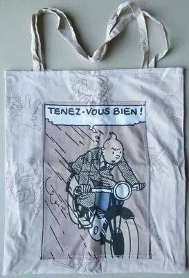Tintin - Herge Excl TL 1991 - Sac Epaule Tissus imprim� 44x39cm Sceptre d\'Ottokar La Moto