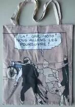 Tintin - Herge Excl TL 1991 - Sac Epaule Tissus imprimé 44x39cm Sceptre d\'Ottokar La Moto