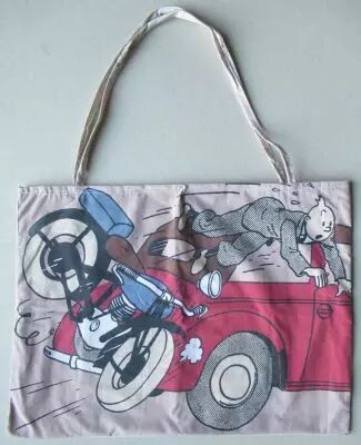 Tintin - Herge Excl TL 1991 - Sac Epaule Tissus imprim� 52x39cm Sceptre d\'Ottokar L\'Accident