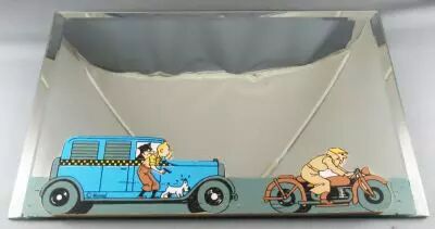 Tintin - Miroir Mural � D�cor Bois Trousselier - Tintin en Am�rique