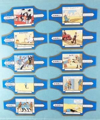 Tintin - Murillo Cigar Ring - Land of Black Gold Complete Set b 10 Pieces (Blue/Gold)