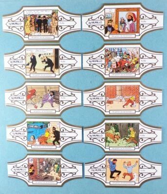 Tintin - Murillo Cigar Ring - The Secret of the Unicorn Complete Set g 10 Pieces (White/Gold)