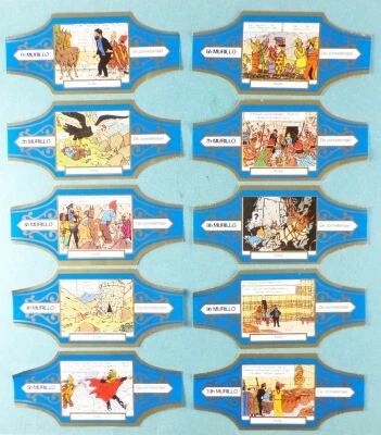 Tintin - Murillo Cigar Ring - The Sun Temple Complete Set h 10 Pieces (Blue/Gold)