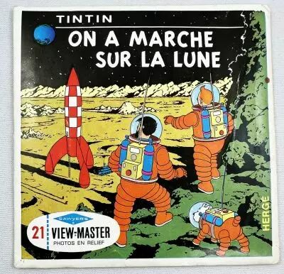 Tintin - Pochette de 3 View-Master 3-D (Sawyer\'s Inc.) - On a march� sur la Lune