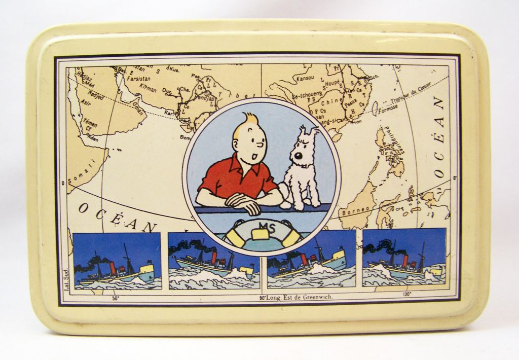Tintin - Tropico Diffusion Tin Cookie Box (Rectangular) - Tintin & Snowy