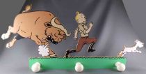 Tintin - Wooden Wall Coat Hanger Trousselier - Tintin in the Congo Buffalo ChasingTintin & Snowy
